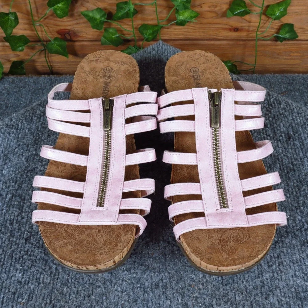 Bearpaw Sabrina Womens Gladiator Sandals Size 11 Casual Summer Pink Faux Leather